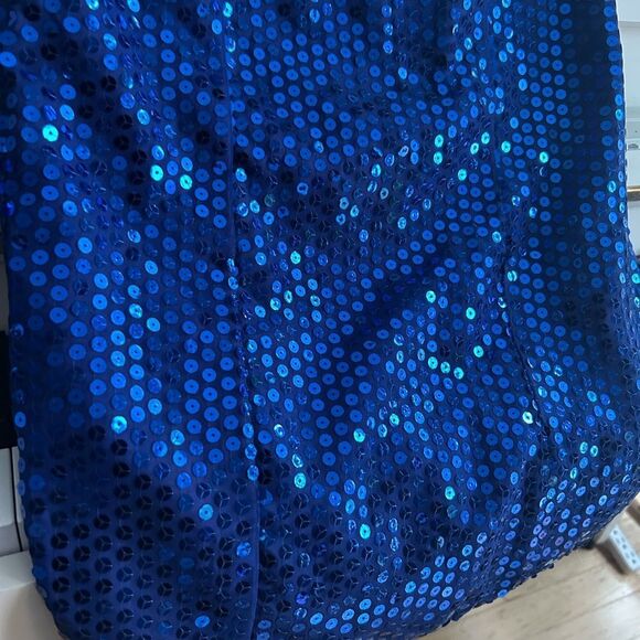 Night Moves Strapless Royal Blue Sequin Dress 9/10 - Picture 7 of 16